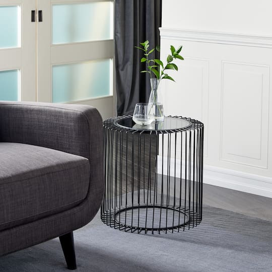 20" Black Contemporary Metal Accent Table